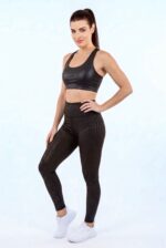 Dámské legíny - vysoký pás - imitace kůže vzor 3