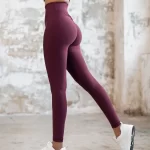 Dámské legíny - vysoký pás, nařasaný zadek - vínové