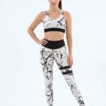 Dámské legíny - vysoký pás - mramorové bílé