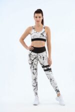 Dámské legíny - vysoký pás - mramorové bílé