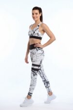 Dámské legíny - vysoký pás - mramorové bílé - Obrázek 2