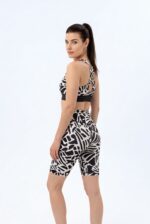 Dámské BIKER kraťasy - vysoký pás - černo-bílý vzor