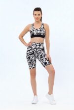Dámské BIKER kraťasy - vysoký pás - černo-bílý vzor - Obrázek 2