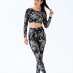 Dámské legíny - vysoký pás maskáčové šedé nové