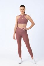 Dámské legíny - vysoký pás V starorůžové