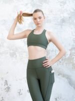 Dámské legíny - vysoký pás - khaki s kapsou - Obrázek 9