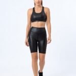 Dámské BIKER kraťasy - vysoký pás, imitace kůže