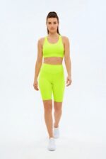 Dámské BIKER kraťasy - vysoký pás - neon zelené