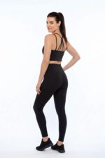 Sportovní podprsenka s pruhy - černá - Obrázek 2