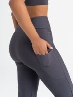 Dámské legíny - vysoký pás - tmavě šedé - Obrázek 3