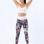 Dámské legíny - vysoký pás - růžové kytky