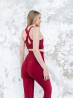 Dámské legíny - vysoký pás, nařasaný zadek - bordo - Obrázek 5