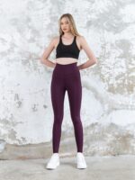 Dámské legíny - vysoký pás, nařasaný zadek - vínové - Obrázek 2