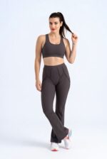 Dámské legíny - vysoký pás antracit, prošívané, rozšířené