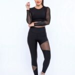 Dámské legíny - vysoký se síťkou cikcak