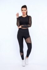 Dámské legíny - vysoký se síťkou cikcak