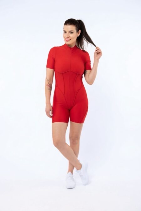 Dámský overal krátký, prošívaný červený