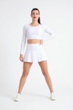 Dámská TENISOVÁ sukně - vysoký pás - bílá - Obrázek 2