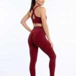 Dámské legíny - vysoký pás, nařasaný zadek - bordo