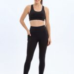 Dámské legíny - vysoký pás - černé s kapsou