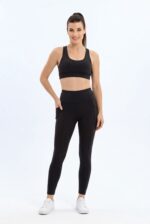Dámské legíny - vysoký pás - černé s kapsou