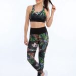 Dámské legíny - vysoký pás - džungle s černými pruhy