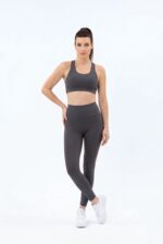 Dámské legíny - vysoký pás - tmavě šedé - Obrázek 2