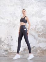 Dámské legíny - vysoký pás - tmavě šedé - Obrázek 4