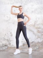 Dámské legíny - vysoký pás - tmavě šedé - Obrázek 5