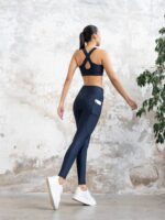 Dámské legíny - vysoký pás - navy modré s kapsou - Obrázek 4