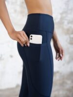 Dámské legíny - vysoký pás - navy modré s kapsou - Obrázek 5
