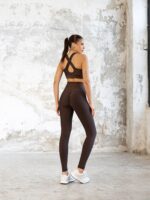 Dámské legíny - vysoký pás, nařasaný zadek - hnědé - Obrázek 5