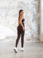 Dámské legíny - vysoký pás, nařasaný zadek - hnědé - Obrázek 6